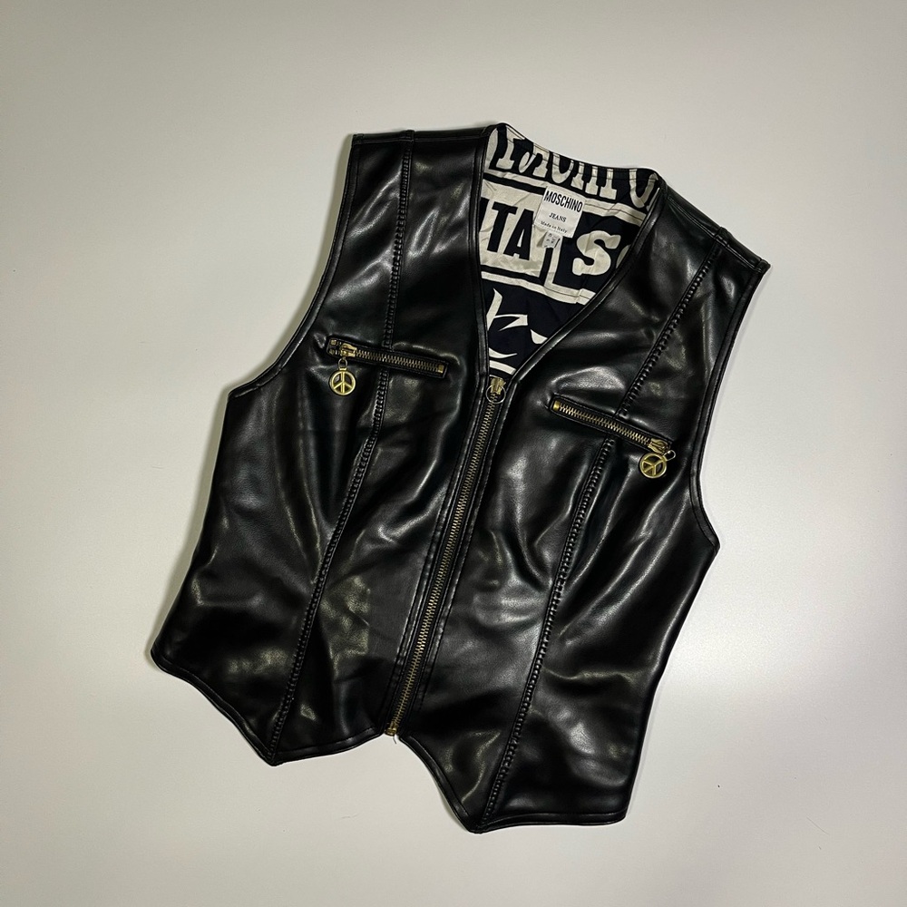 Vintage Moschino Black Faux Leather vest